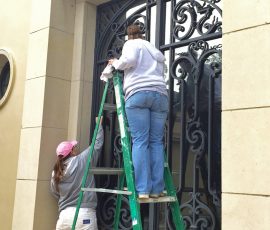 Painting the Iron Bars on Front Door