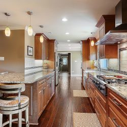 Long shot of the kitchen and bar area Harris Kitchen Area