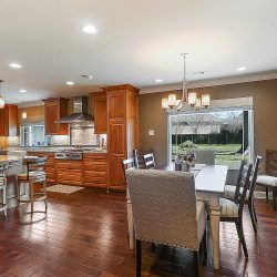 A full detailed view of the dining, bar and kitchen Entertaining area of Harris project